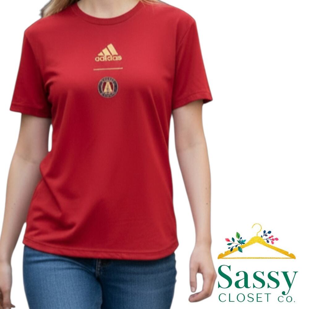 Adidas Atlanta United FC Red Tee Soccer Fan Sporty Athleisure Size Large